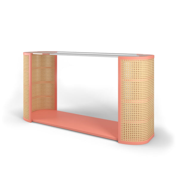 Maggie Cruz LOLA rattan and glass console table Coral Gables