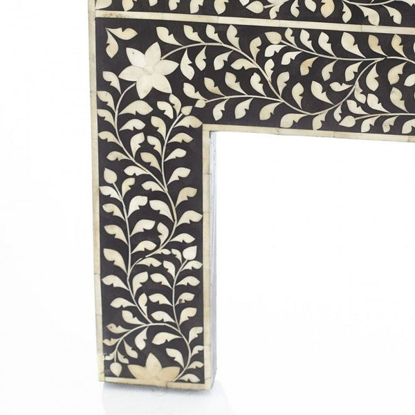 Bone inlay wooden headboard