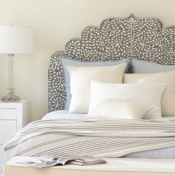 Bone inlay wooden headboard