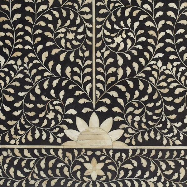 Bone inlay wooden headboard
