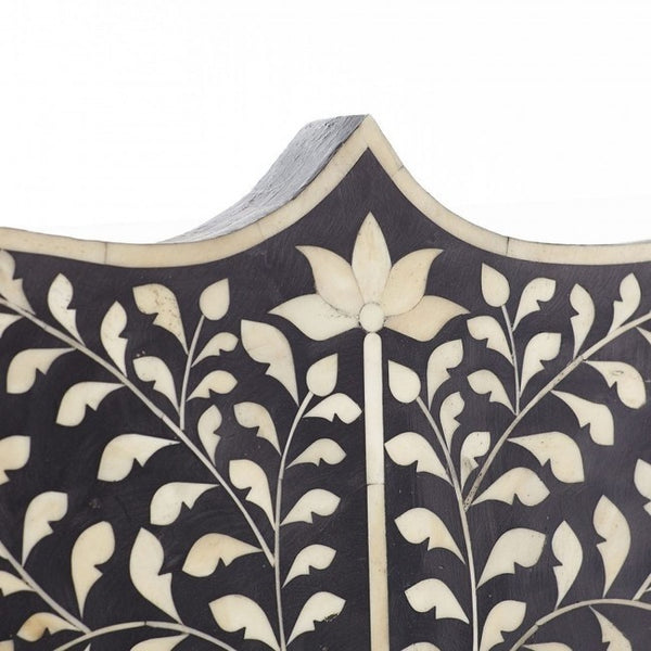 Bone inlay wooden headboard