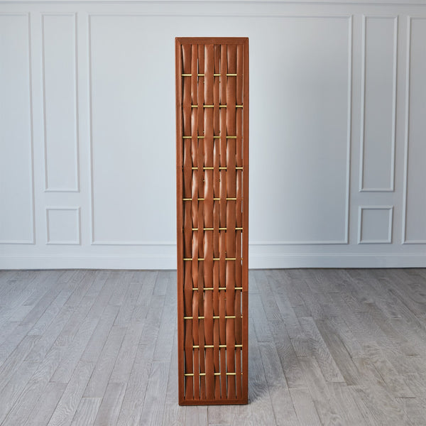 Woven leather etegere saddle color by Signature III