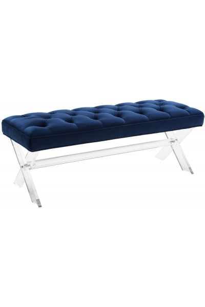 Marie Navy Velvet Acrylic Bench