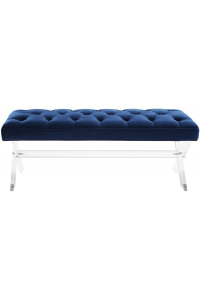 Marie Navy Velvet Acrylic Bench