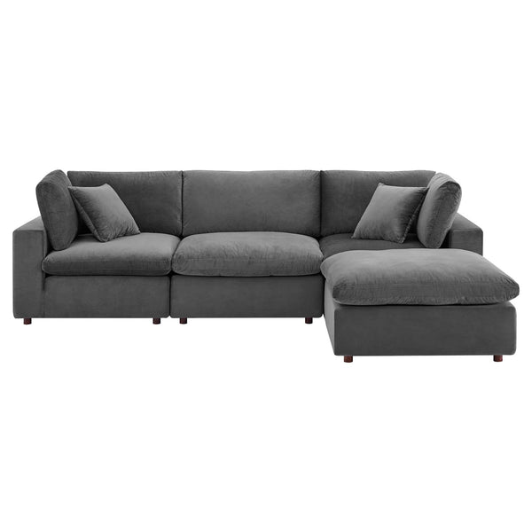 On a cloud sectional sofa dark gray velvet