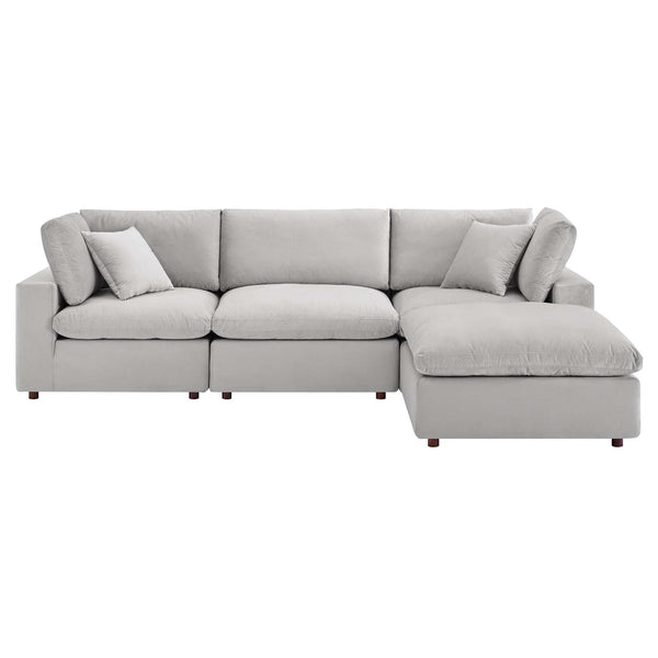 On a cloud sectional sofa light gray velvet