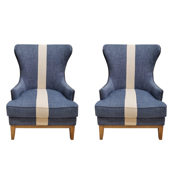 Tommy Hilfiger Wing Back Chairs - Pair