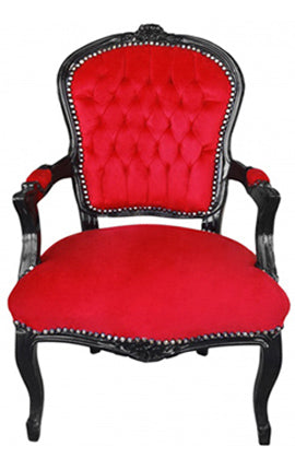 Baroque Armchair Red Velvet on Black