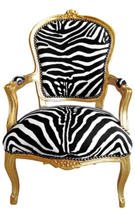 Baroque Armchair Zebra on Gold – Luxe Furniture Inc