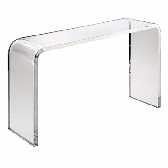 60" Lucite Waterfall Console Table - Luxe 1.25" Thick Lucite Slab
