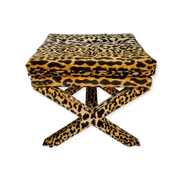 Dalton x bench in leopard velvet