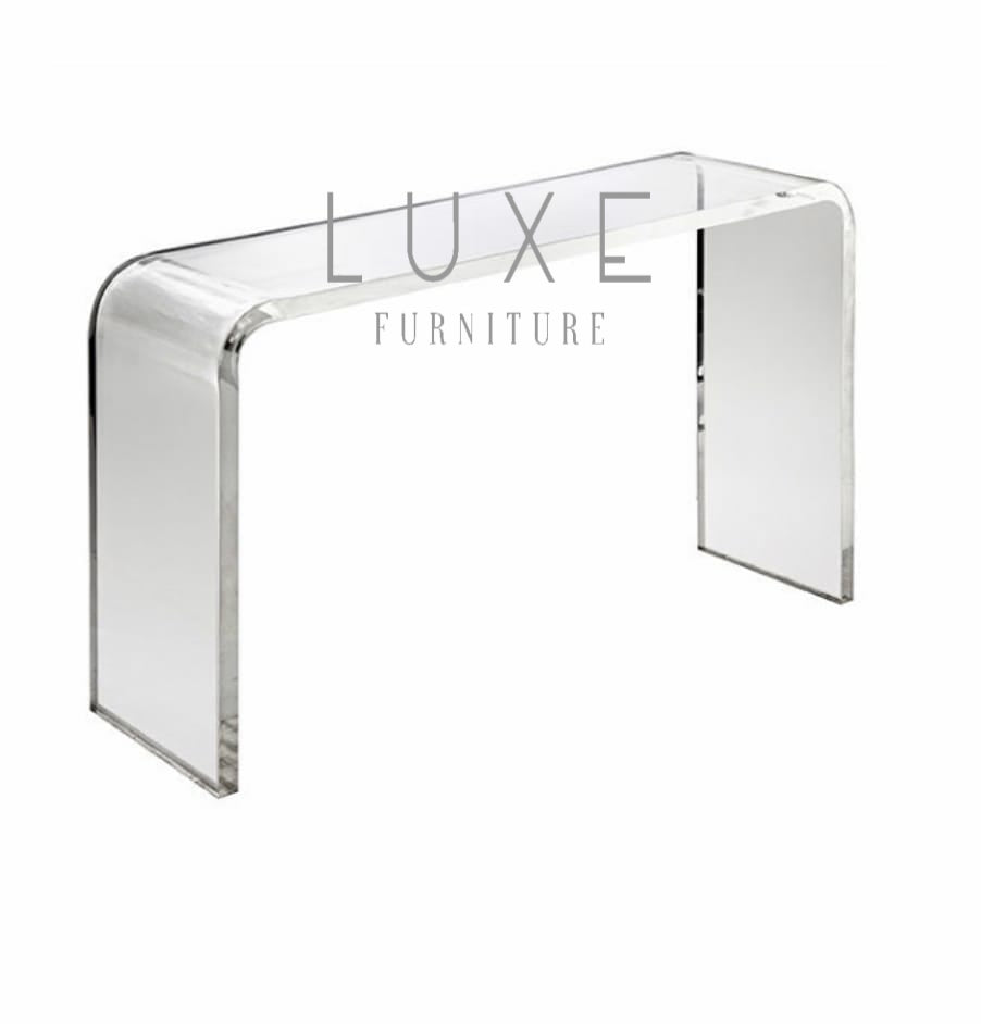 Clear Lucite Waterfall Console Table 1.25" Thick