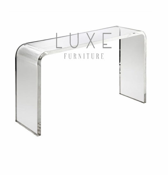 Clear Lucite Waterfall Console Table 1.25" Thick