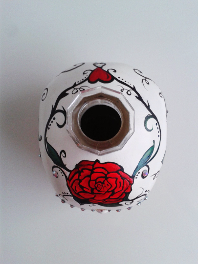 handpainted skull decanter