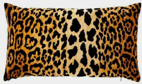 Jaguar Pillow - Gold & Black Animal Print Designer Velvet Throw Pillow - Knife Edge