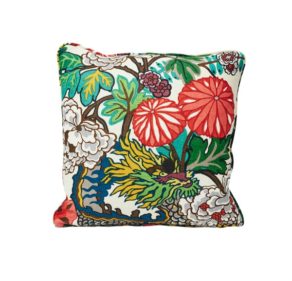 Chian Mai Dragon Throw Pillow - White