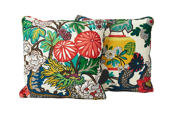 Chian Mai Dragon Throw Pillow - White