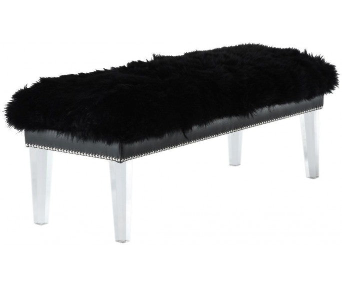 Sheepskin Bench - 48" - Black