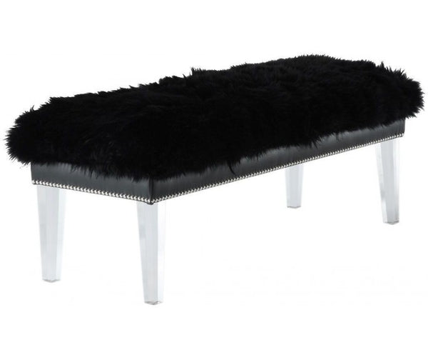 Sheepskin Bench - 48" - Black