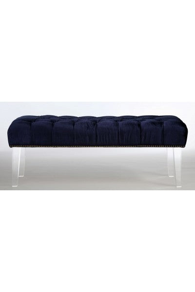 Navy Linen Lucite Bench