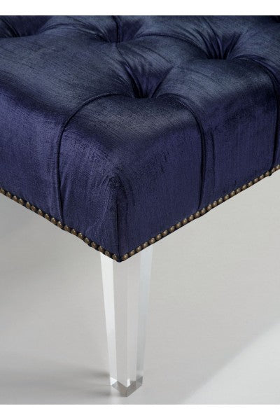Navy Linen Lucite Bench