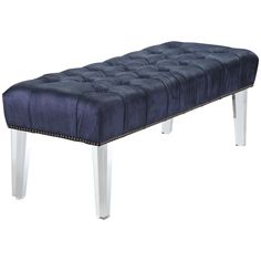 Navy Linen Lucite Bench