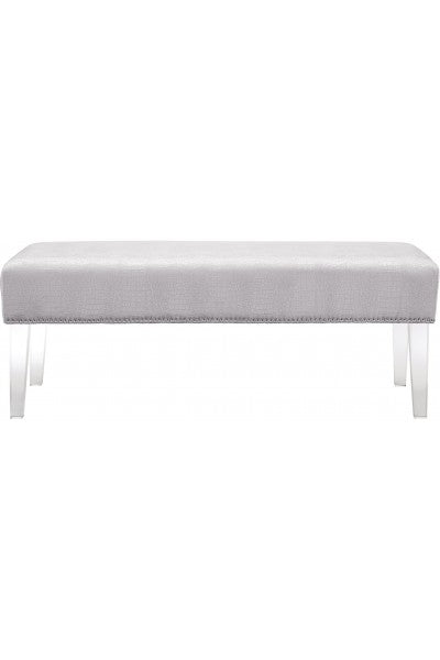 Silver Croc Velvet & Lucite Bench