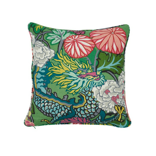 Chian Mai Dragon Throw Pillow - Green