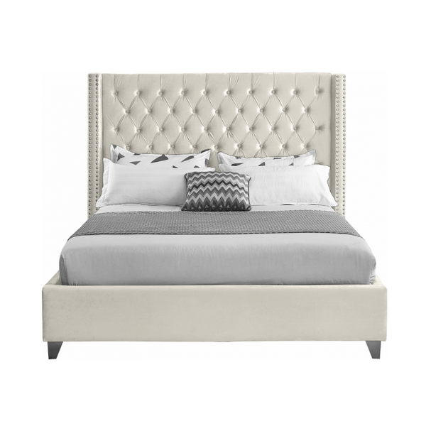 Aiden velvet bed cream by meridian furniture