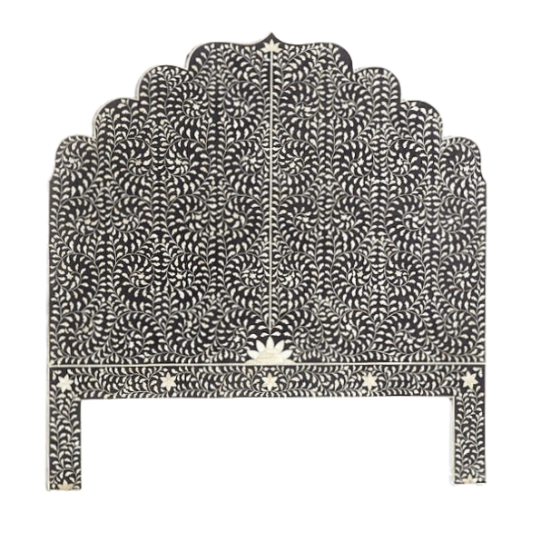 Bone inlay wooden headboard