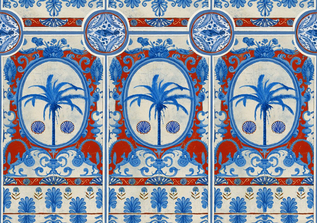 THE VILLA Mural Red Wallpaper