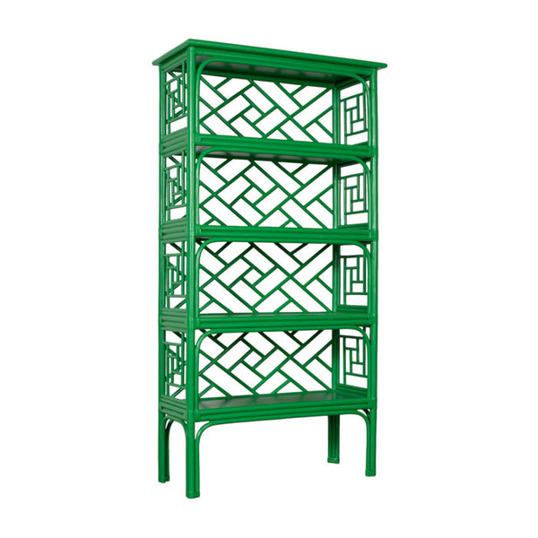Chippendale Rattan Bookcase in Kelly Green