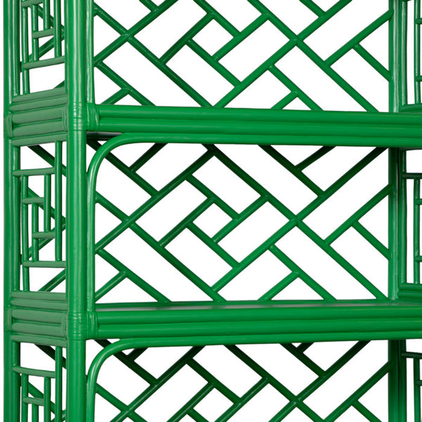 Chippendale Rattan Bookcase in Kelly Green