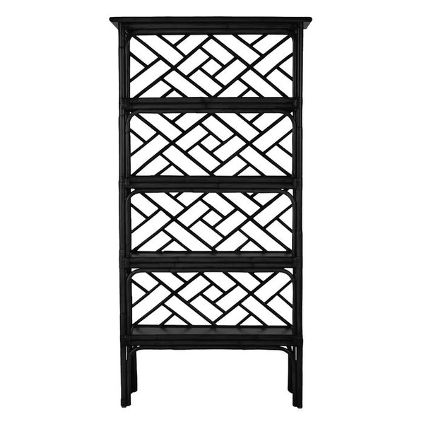 Chippendale Rattan Bookcase in Black