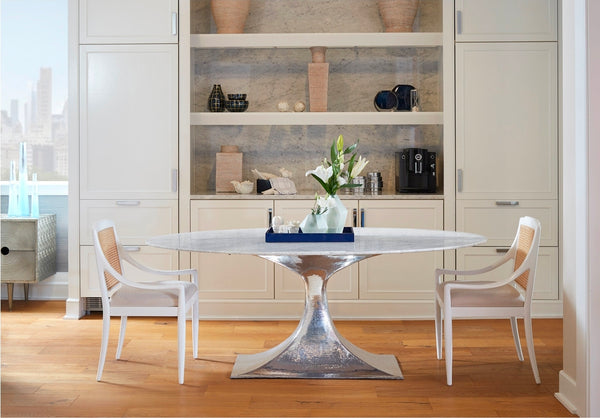 Stockholm Oval Dining Table Base - Nickel - Small