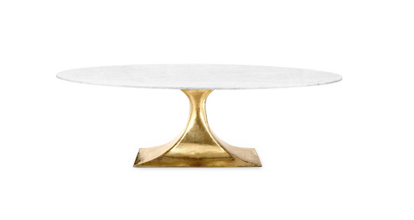 Hammered Brass Dining Table Base for Oval Top 