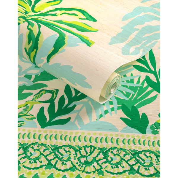 Lilly Pulitzer Palms Way Grasscloth Mural - Green