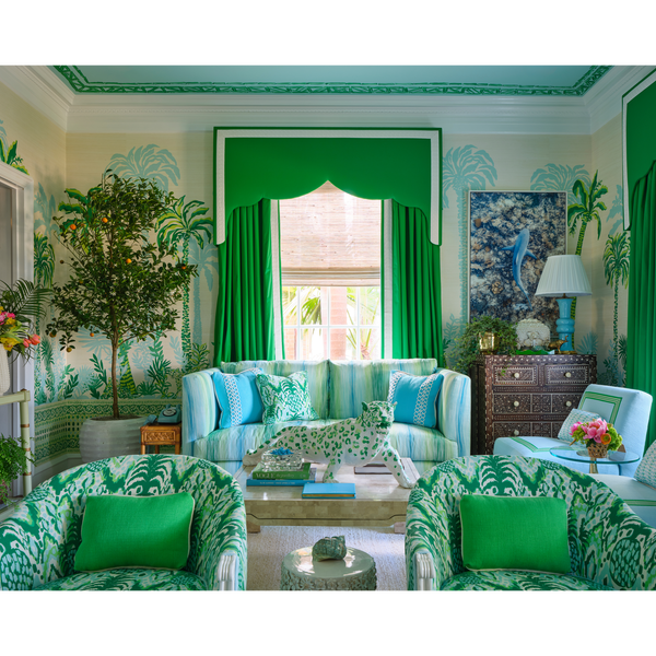 Lilly Pulitzer Palms Way Grasscloth Mural - Green