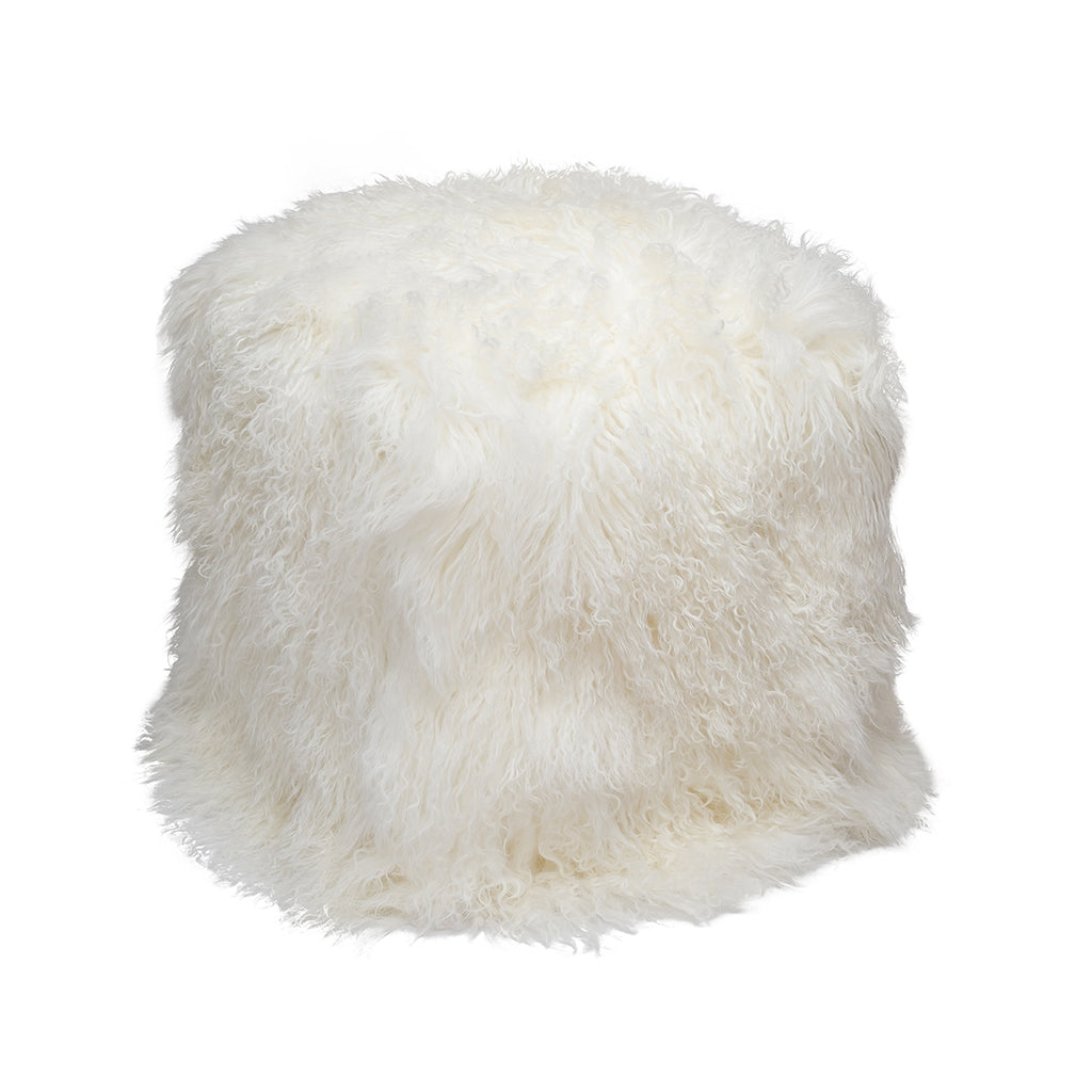 Mongolian Fur Poof Ottoman - Choice of Color