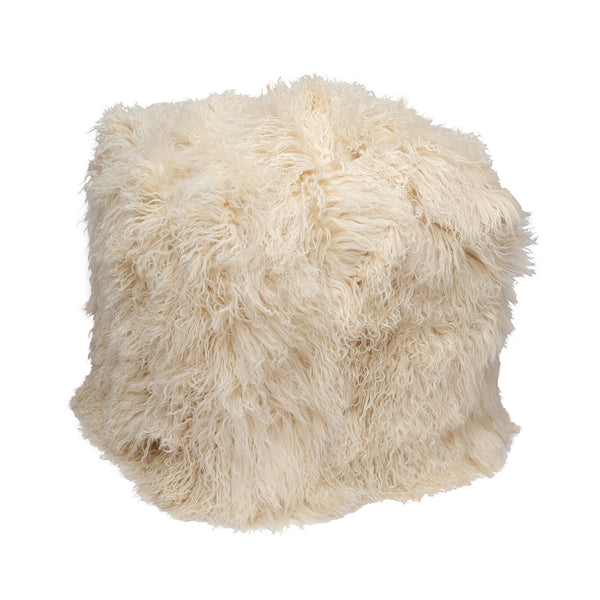 Mongolian Fur Poof Ottoman - Choice of Color