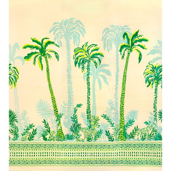 Lilly Pulitzer Palms Way Grasscloth Mural - Green