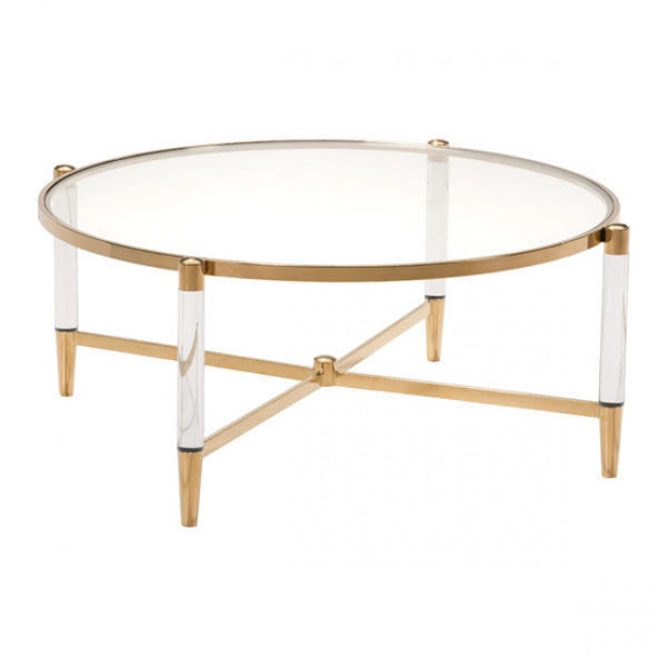 Existential Brass and Lucite Coffee Table