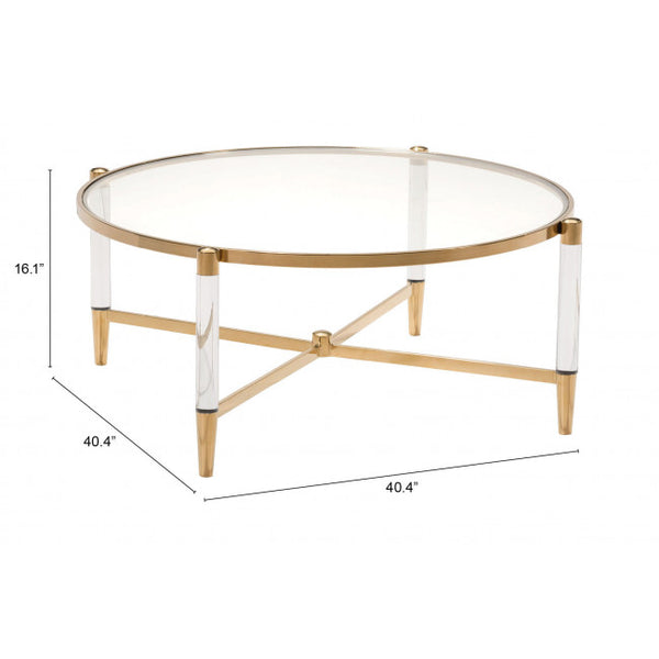 Existential Brass and Lucite Coffee Table