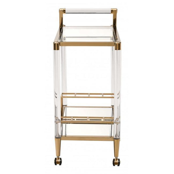 Existential Lucite and Brass Bar Cart