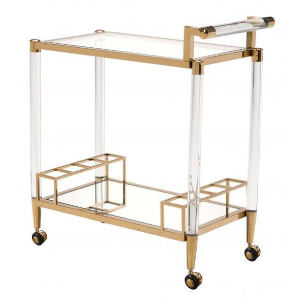 Existential Lucite and Brass Bar Cart