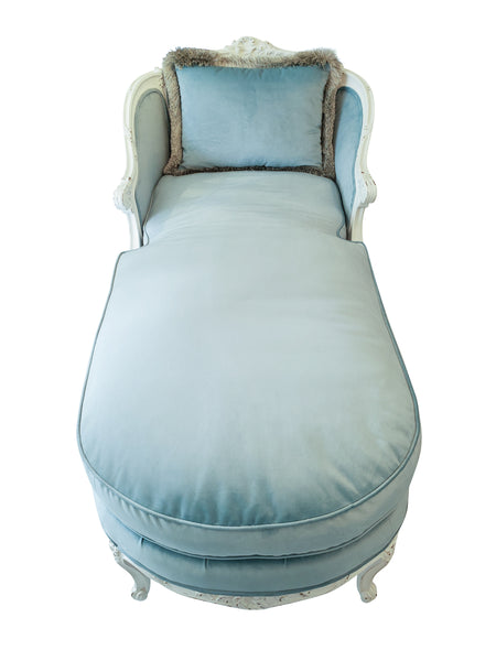 Antique Chaise Lounge - Robins Egg Blue Velvet