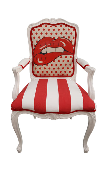 Pop art dining chair red and white stripes by leslie erin luxe furniture
