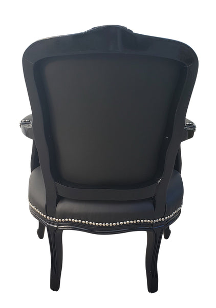 Baroque Armchair - Black Leather on Black