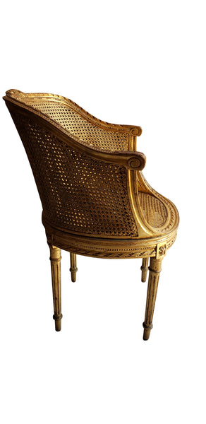 Antique Rattan Tub Chairs - Pair - Gold