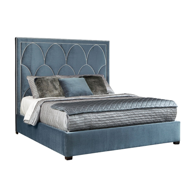 Velvet Upholstered Bed with Nailhead Details by Luxe Furniture
